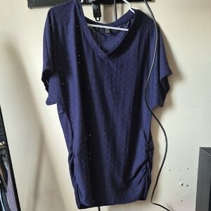 SHEIN Navy Short Sleeve V-Neck Tunic Top